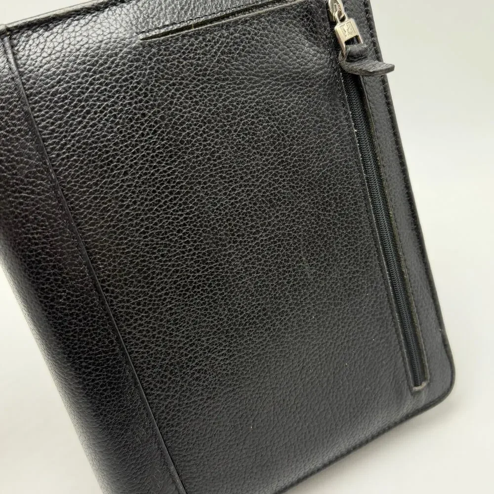 Vintage Franklin Quest Planner 6 Ring Zipper Binder Black Verona Leather 7x9 USA